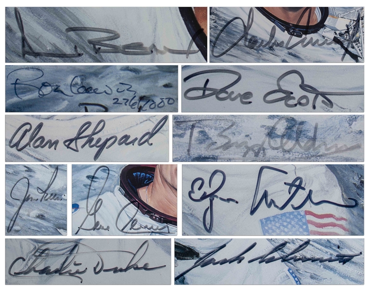 Large Lithograph Signed by Ten of the Apollo Moonwalkers